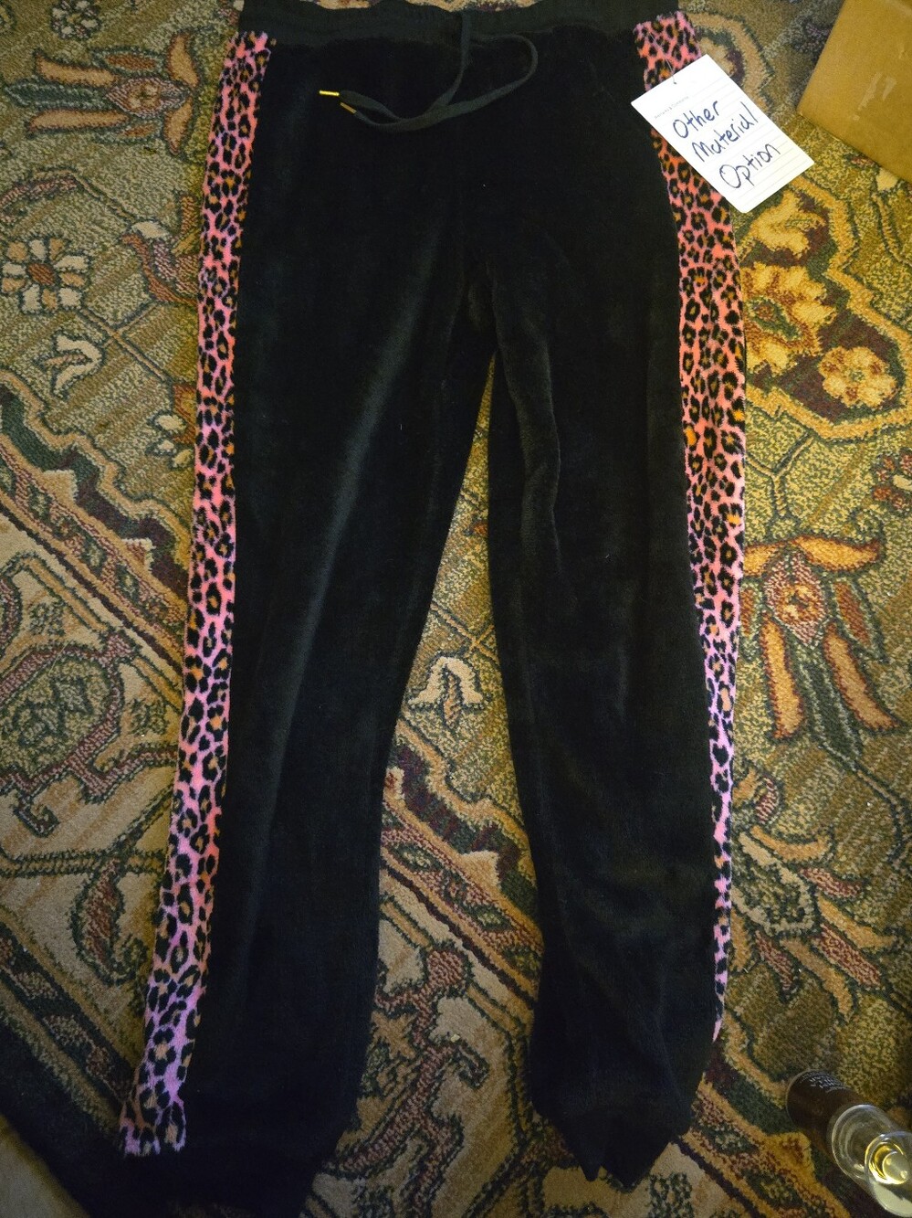 Juicy Couture Women's Size Medium Black Leopard Fleece Drawstring Sleep Pant NWT